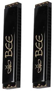CraftQua Mouth Organ with 20 holes Musical Instrument 24 Notes Bee Mouth Organ for kids/Harmonica Mouth Organ Harmonica, Key of C Major for Beginner, Adults, Kids Pack of 2 (Black)