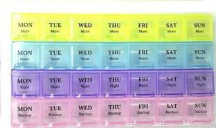 glanz 28 Days Pill Box Tablet Box Holder Medicine Storage Organizer Case Container 7 Days/Weekly/Monthly Pill Organizer Pill Box (Multicolor) Pill Box