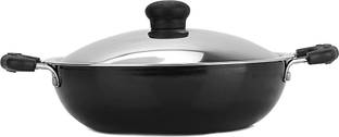 Kreme Basics Non Stick Kadhai 245 mm with Steel Lid Kadhai 24 cm diameter 2.5 L capacity
