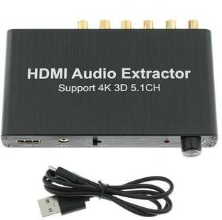टेचुट HDMI Audio Extractor Separator 5.1CH 4kX2k Decoding Coaxial to RCA AC3 / DST to 5.1 Amplifier Analog Converter Support 3D 4K PS4 DVD Player मीडिया स्ट्रीमिंग डिवाइस