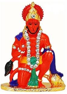 Tranduious Lord Hanuman Murti Idol Bajrang Bali Ashirwad Idol Gold Metal Statue for Car Dashboard Mahavir Statue Bajrangbali Decorative Spiritual Puja Figurine - Religious Murti Pooja Gift Item / Temple / Home Decor / office Decorative Showpiece Decorative Showpiece Decorative Showpiece  -  7 cm