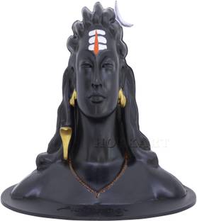 HOPKART Adiyogi Lord Shankar Idol for Home Decor Gift & Pooja Matte Black White & Orange Tilak |UNBREAKABLE PLASTIC FIBER Made in India| Office Home Table Showpieces & Figurines Decorations Items |Statue for Car Dashboard, Gifts And Home|Statue for Car Dashboard|Statue of Gods|Showpieces for Gift|Home Decorative Showpiece Decorative Showpiece  -  12 cm
