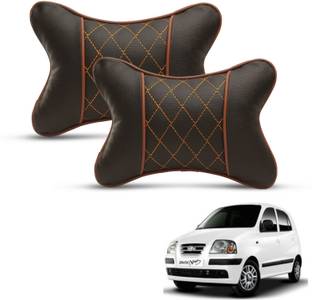 MOCKHE Black, Orange Leatherite Car Pillow Cushion for Hyundai