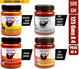 HEALTHY PANDA Roasted Gram Chutney/Dry Coconut Chutney /Peanut Chutney/Hot Garlic Chutney Chutney Powder