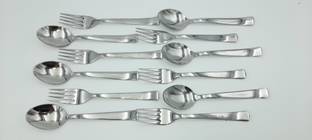 SHLINCO Stainless Steel Master Spoon & Fork Combo Pack of 12 Piece, 6 Pieces Each - Length - 16 cm (Spoon ), 16.5 cm (Fork ) Steel Cutlery Set