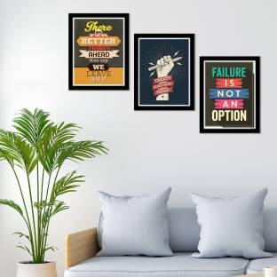 Artvibes Motivational Quotes Painting, Posters with Synthetic Wooden Frame Home, Office Decorative Gift Item(PF_5142N)(Set of 3) Digital Reprint 14 inch x 11 inch Painting
