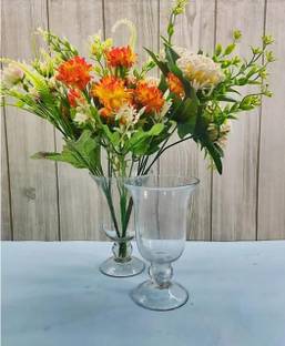 Decorzone Decorative Hurricane Pedastal Plain Home Decorative Flower Vases for Home Decor, Side Corners, Living Room, Dining Room, Center Table, Bedroom, Centerpiece Transperent Big Glass Vase Pot Vase set for flowers and plants Plant Container Set