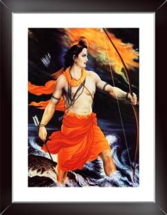 Shree Ram Wall Poster With framed For Home And office Décor Print on Special I-Very Paper (Size 13.5 Inch X 10.5 Inch, Framed) Multicolor Paper Print