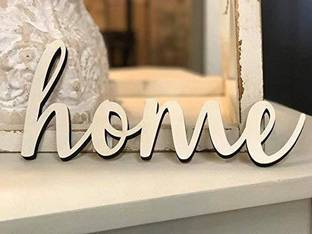 Paxtech Solutions Small Home MDF Plaque Painted Cutout Ready to Hang Home Decor Wall Art (White, 12 x 5 INCH)…