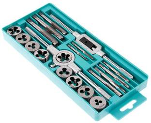 uptodateprouducts 20pcs Metric Tap and Die Set Thread Tool M3 to M12 Thread Repair Plug Metric Wrench Die Holder Tap and Die Set Single Sided Speciality
