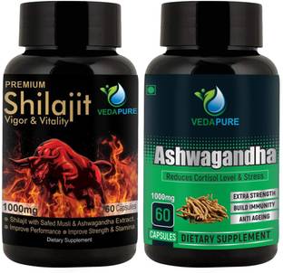 Vedapure Shilajit Vigor & Vitality + Ashwagandha (Withania Somnifera) (COMBO PACK)�