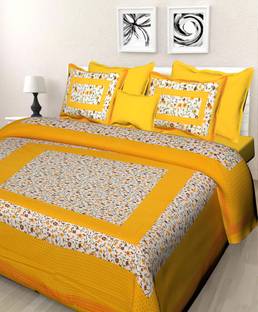 HABU 300 TC Cotton Double Floral Flat Bedsheet