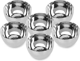 LIMETRO STEEL Stainless Steel Serving Bowl Laser Print Vegetable (B3) / Wati Set for Kitchen (, Size: 10 cm)