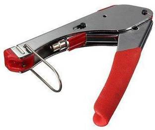 uptodatetools Waterproof Metal Connector Compression Crimping Tool Crimper for RG6 (5C) RG59 (4C) Coax Cable Connect Connecting Tools (Red and Silver) Compression Manual Crimper