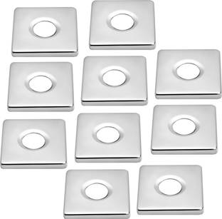 RUHE 304 Grade Stainless Steel Square Wall Flange For Kitchen Taps/Bathroom Taps/Faucets Pack Of 10 (Chrome Plated) Chrome Plated Flange Faucet
