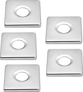 RUHE 304 Grade Stainless Steel Square Wall Flange For Kitchen Taps/Bathroom Taps/Faucets Pack Of 5 (Chrome Plated) Chrome Plated Flange Faucet