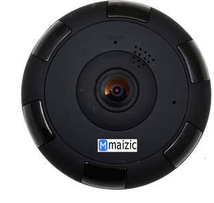 Maizic Smarthome Maizic Fish Eye Black Beauty Round Wireless 360* Panoramic WiFi IP Camera with Infrared Night Vision,Two Way Communication, Motion Detection, Remote View On Mobile Security Camera