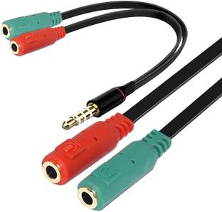 BIGGEAR 3.5mm Jack Headphone Mic Audio Y Splitter Cable 1 Male to 2 Female with Separate Headset/Microphone Adapter - (20 cm) Stereo Audio Cable