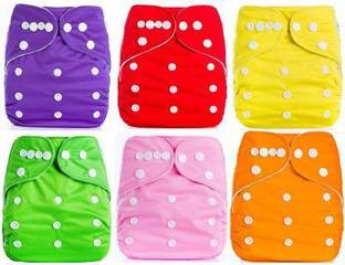 Aao je Diaper Covers Premium Adjustable Reusable Pocket Cloth Diaper Nappie (Pack of 6)