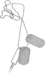 शॉपिंग डस्ट Military Dog Tag Chain for men and boy Party wear Military name dog tag chain सिल्वर प्लेटेड स्टेनलेस स्टील चेन