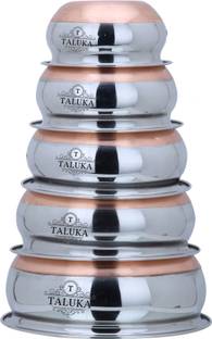 TALUKA Stainless Steel Copper Bottom Handi Pot 5 Piece Set Combo Serving Handi Cookware Multi Purpose Handi 1 L