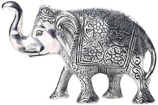 SP Handicrafts Metal Decorative Elephant Trunk Up Antique Silver Finish | Elephant with Pleasing Design | Housewarming Gift, Showpiece, Lucky Charm | Attractive Statue | Elephant Statue Lucky Figurine Decorative Showpiece  -  9 cm