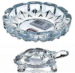 LOTUS RISE Crystal Glass Turtle Plated Feng Shui Tortoise Plate Vastu Yantra Feng Sui Lucky Gift Puja Articles Decorative Showpiece - 14 cm (Crystal, Clear) Decorative Showpiece - 14 cm (Crystal, Clear) Decorative Showpiece  -  11 cm