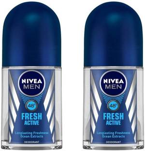 NIVEA for Men Fresh Active Roll On - 50ml (Pack Of 2) Deodorant Roll-on  -  For Men