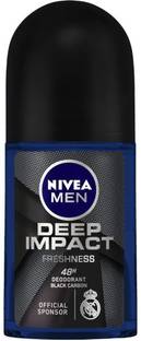 NIVEA Men Deodorant Roll On, Deep Impact Freshness, 48 h Anti Perspirant Freshness, 50 ml Deodorant Roll-on  -  For Men