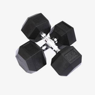 EXTREME FIT Hexa Dumbbell Double Hexagon 15*2 Hex Dumbbell for Home Gym Workout (pack of 2) Fixed Weight Dumbbell