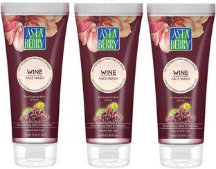 ASTABERRY Wine  With Red Grape (Vitisvinifera) Extract, Glycerine (3 X 100ml) Face Wash