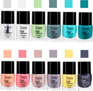 tenno GLOSSY PASTEL NAIL ENAMEL PASTEL YELLOW, GREEN , BLUE, PINCH OF WHITE, TOP COAT