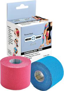 Medigrip Kinesiology Tape Sports 5 cm X 5 m (Pack of 2 Rolls) Blue Pink Kinesiology Tape