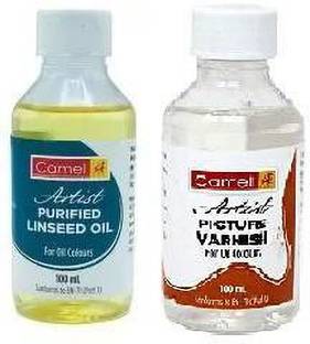 Camlin Kokuyo Set of Linseed Oil and Picture Varnish Oil 100 Ml each