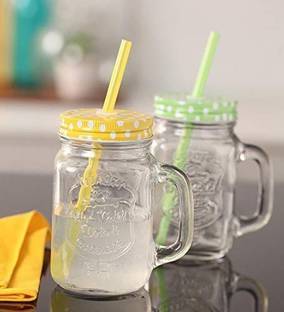 ROXX Mason Jar Yellow+Green 2pcs Glass Mason Jar