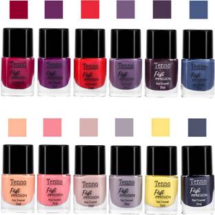 tenno PASTEL BRIGHT SHINE NAIL PAINT PASTEL GREEN, CHERRY RED, MILKY WHITE, SKY BLUE