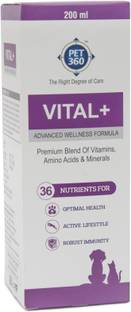 PET360 VITAL+, Advanced Wellness Formula, Premium Blend of Multivitamins, Amino Acids & Minerals for Dogs & Cats 200 ml पेट हेल्थ सप्लीमेंट्स