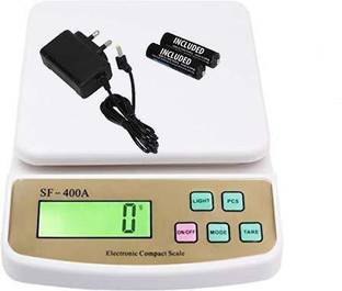 RTB SF-400A Digital Electronic Weight Machine for Home Kitchen, Shop,Weighing Scale Kitchen | Weigh Food, Fruits, Vegetables, Upto 10 KG | Small, Portable |with Adaptor White Weighing Scale