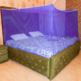 Mancloem HDPE - High Density Poly Ethylene Adults Washable Double Bed Mosquito net Machardani Bed And Full Air Mosquito Net (Color Dark Blue) Mosquito Net
