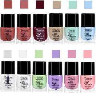 tenno PASTEL BRIGHT SHINE NAIL PAINT DUSKY BROWN, COFFEE BROWN, PASTEL GREEN, BASE COAT
