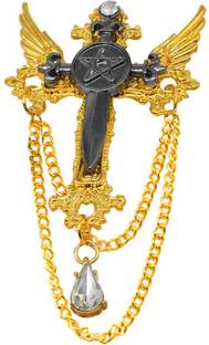 Sullery Angle Wing Star Cross Sword Tassel Rhinestone Brooch Label pin Coat Shewani Coat Brooch