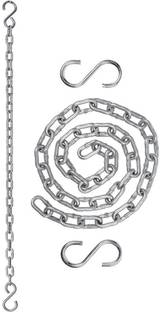 Patiofy 3ft Long Hanging Chain with 2 S'Hooks for Hammock & Swing Chair/Swing Height Adjusting Accessories,Strong & Durable Accessories Made with Heavy Stainless Steel,Bear Weight upto 150 kgs Door Hanger