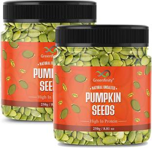 Greenfinity Raw Pumpkin Seeds Protein and Fibre Rich Superfood - Pack of 2 (250g + 250g) Pumpkin Seeds
