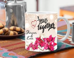 Avavia "3 Years Together" Best Third Wedding Anniversary Gift For Him And Her | 3 Year Love Celebration | 3rd Anniversary For Husband & Wife | 3rd Year Complete In A True Relationship | Best Gift For A True Love | Printed Ceramic Coffee Mug
