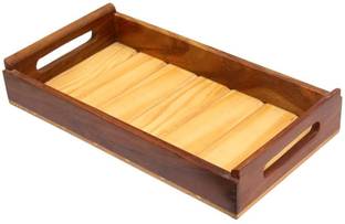 manzees Wooden Handmade Rectangle shaped Serving tray for Drinks , Snacks ( 12 by 8 ) Tray