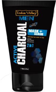 Indus Valley MEN 100% Natural 2 in 1 Active Charcoal Face Mask and  Scrub