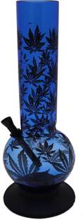 VYXOO 12 Inch Transparent Blue Leaf Printed Acrylic Water Beer Bong Beer Bong Funnel