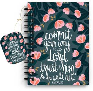 DI-KRAFT Leaf Design Quotes Printed A5 Notebook, 90 GSM, Unruled White 160 Pages (6*8 Inch), Spiral Wiro Binding Diary with Dangler & Desing Design A5 Diary Unruled 160 Pages