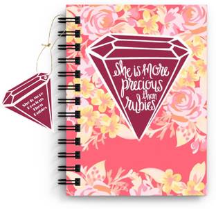 DI-KRAFT Diamond Shape Quotes A5 Notebook, 90 GSM, Unruled White 160 Pages (6*8 Inch), Spiral Wiro Binding Diary with Dangler & Desing Design A5 Diary Unruled 160 Pages