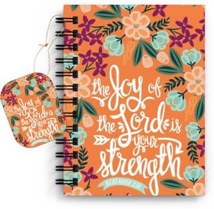 DI-KRAFT Flower design Quote printed A5 Notebook, 90 GSM, Unruled White 160 Pages (6*8 Inch), Spiral Wiro Binding Diary with Dangler & Desing Design A5 Diary Unruled 160 Pages